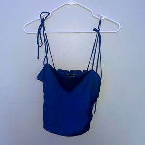 Urban Outfitters Navy Blue Silk Tie Top (never worn before)